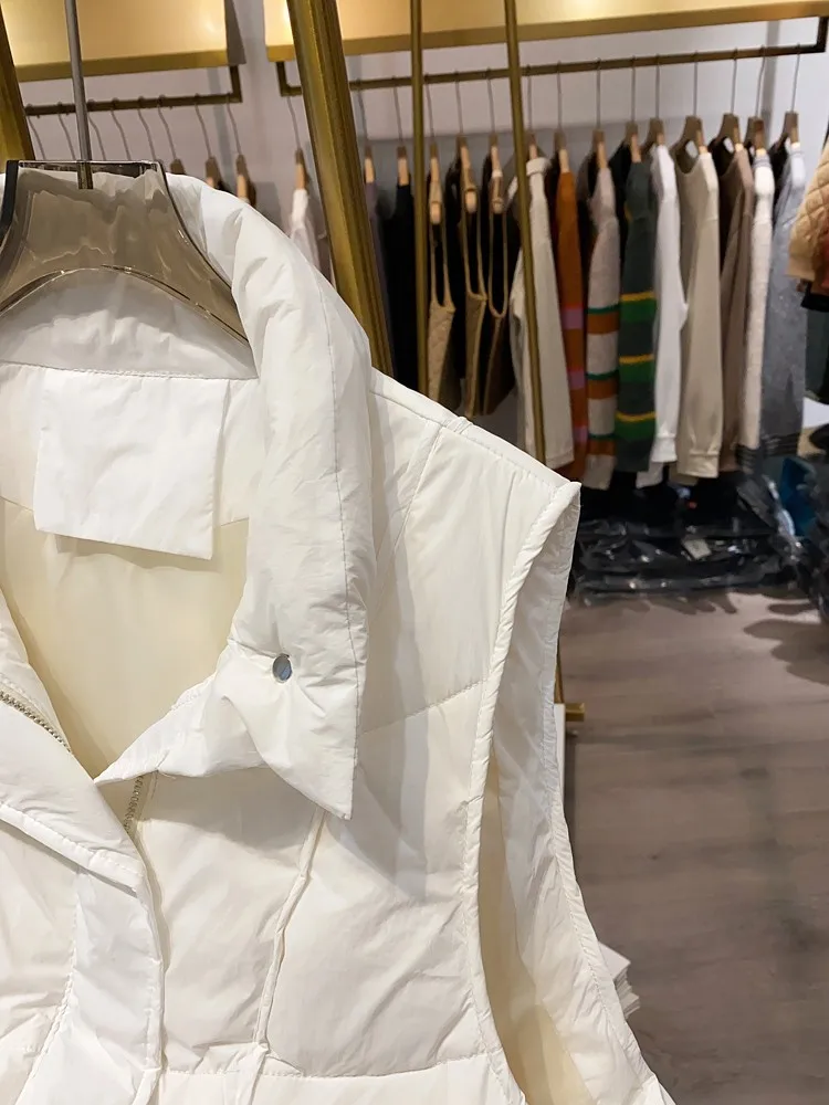 [Xiaoai Stall Real Shot] Новый однотонный многослойный жилет с воротником-стойкой женский