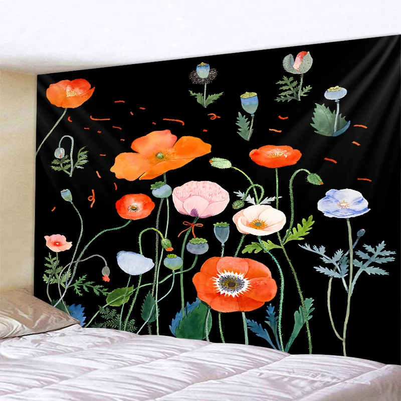 

Цветочный психоделический гобелен в стиле бохо, настенный индийский гобелен с мандалой для гостиной, спальни, домашний декор, модный