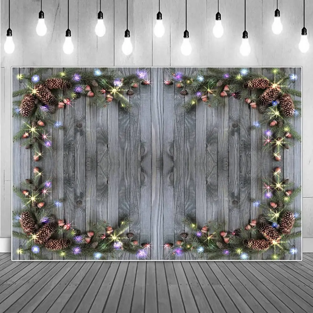 

Фон для фотосъемки с изображением рождественской елки орехов деревянной доски