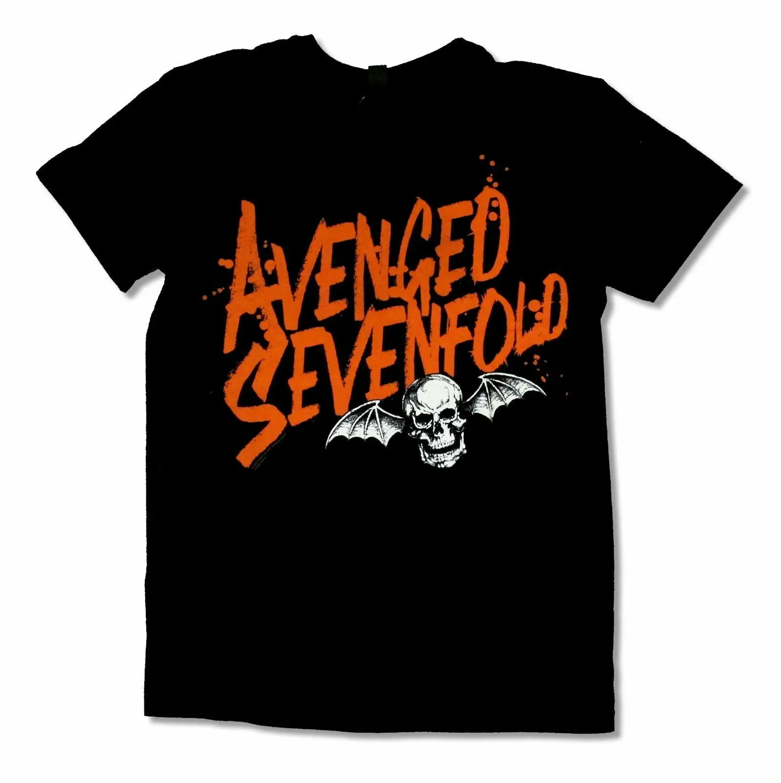 

Avenged Sevenfold Orange Splatter Black T Shirt New Adult A7X