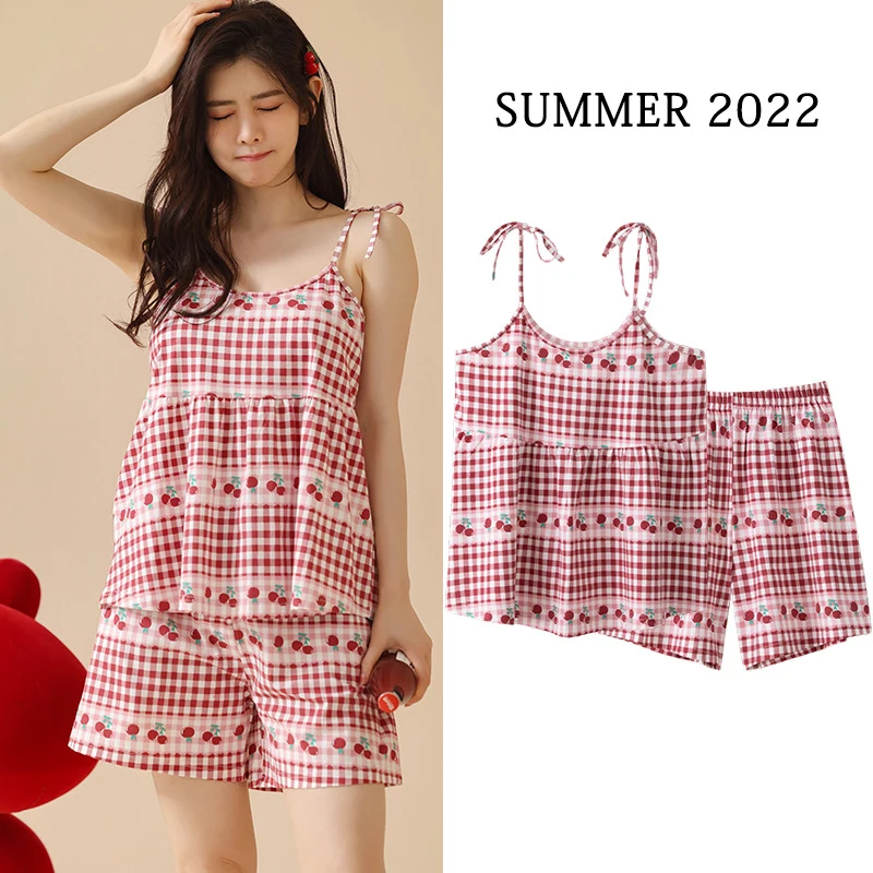 

Летняя одежда для женщин, шорты, комплект из 2 предметов, Женская пижама, одежда для сна, милая одежда, одежда для комнаты, одежда для сна