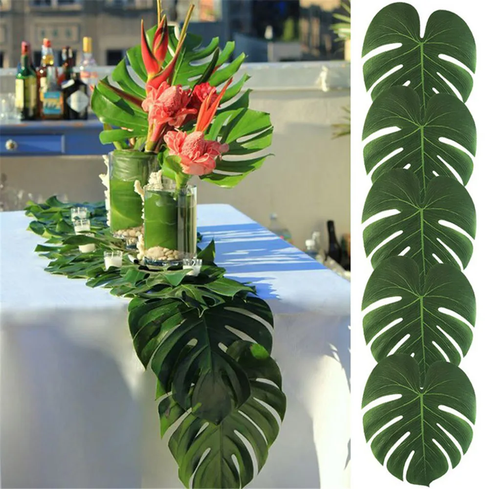 

12PCS Turtle Leaf Table Flag Placemat Wall Decoration Green Leaf Simulation Plant Fake Flower Photography Props Table Decoration