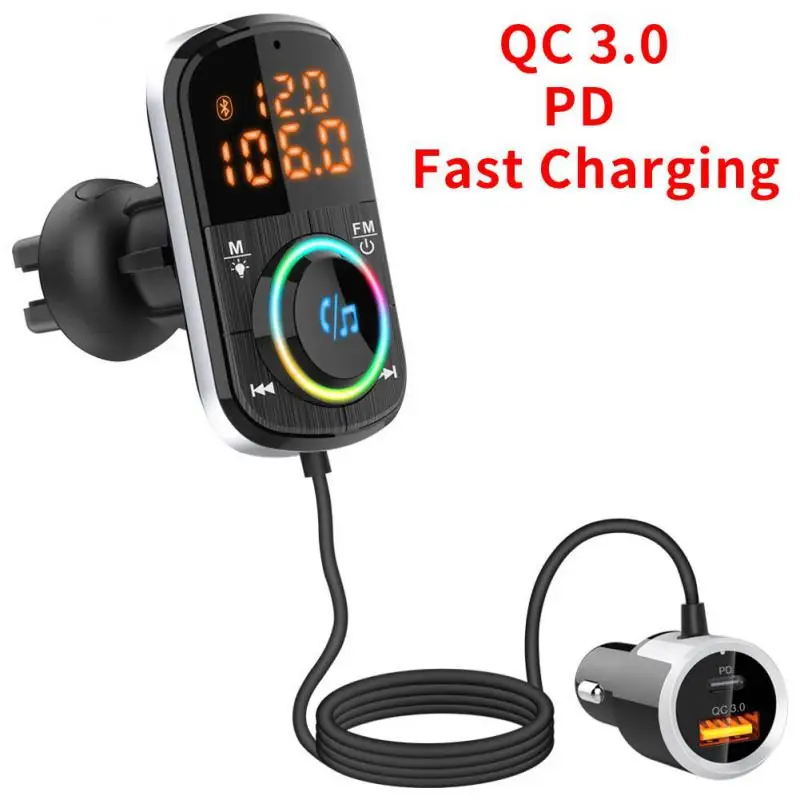 

FM-передатчик с PD3.0 USB Автомобильное зарядное устройство гнездо прикуривателя Беспроводная гарнитура Bluetooth 5,0 MP3-плеер автомобильные аксессу...