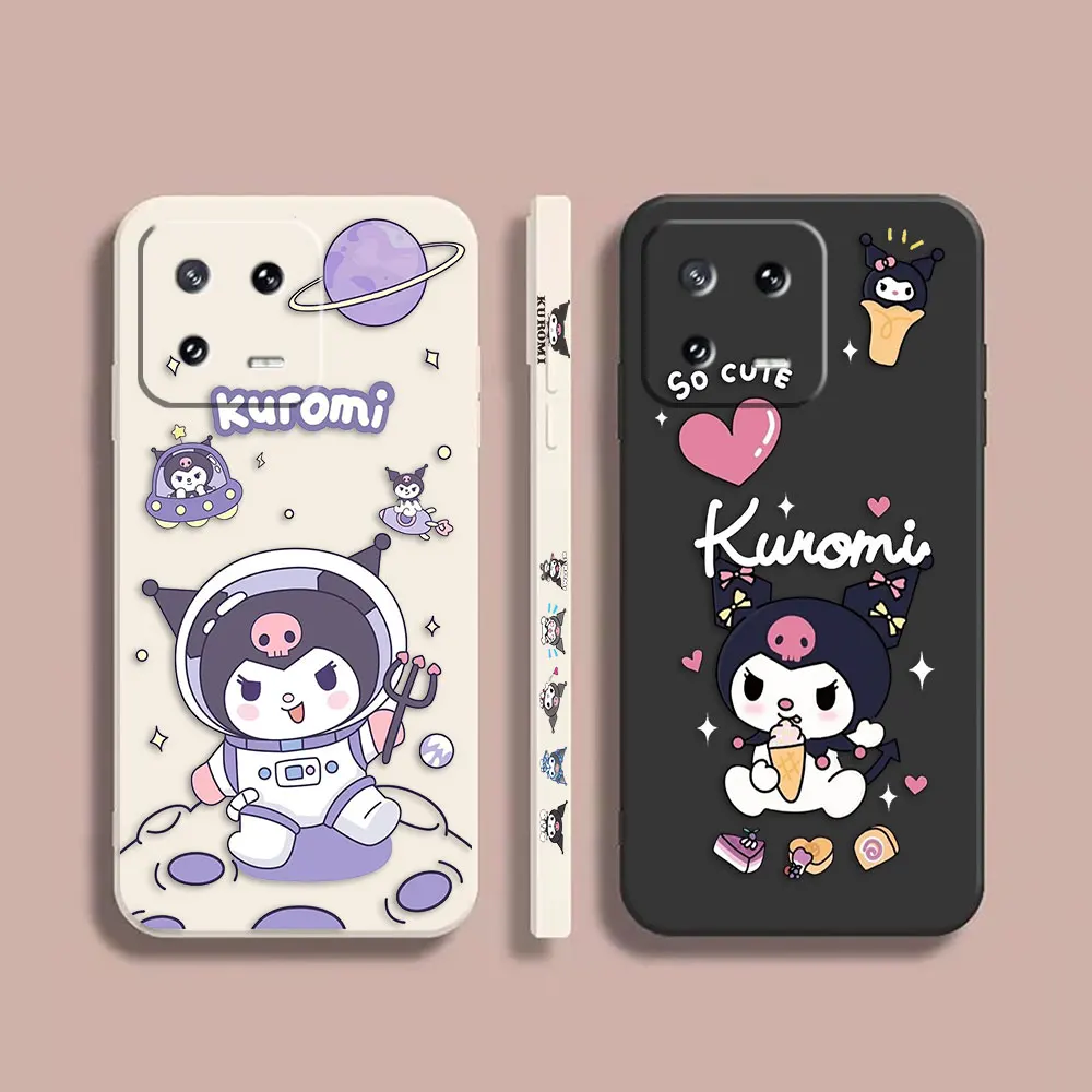 

Case For Xiaomi PCOO F3 M3 X2 6X 8 CC9E MIX 2 2S 3 4 Shark 3 5 GT Pro 4G 5G Simple Liquid Silicone Case Cartoon K-Kuromi Art
