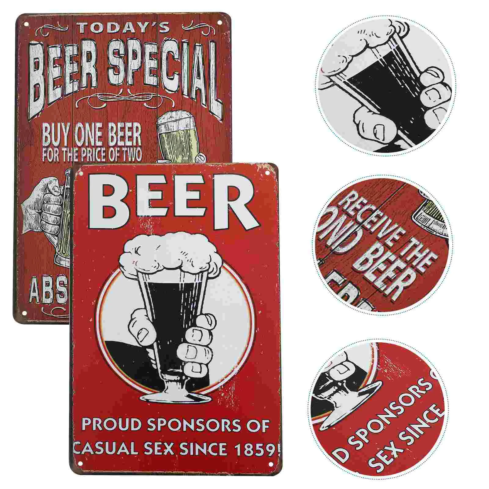

2Pcs Wall Paintings Iron Sheet Pictures Wall Adornments Beer Elements Paintings for Bar