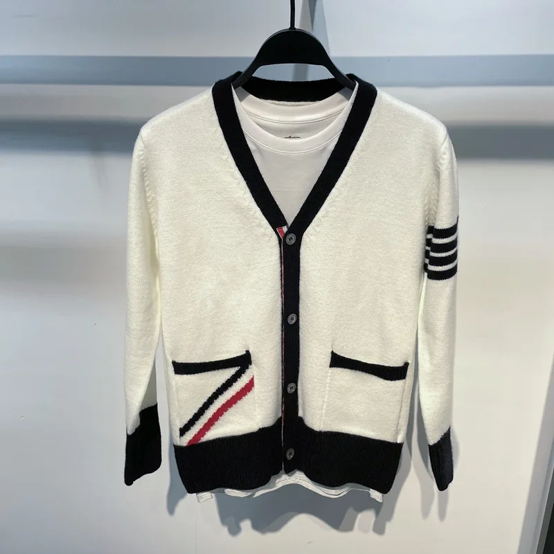 

New 2021 Man Luxury Winter Gentlemen Classic Striped Knit Casual Sweaters Cardigans Pockets Asian Plug Size High Quality #A347