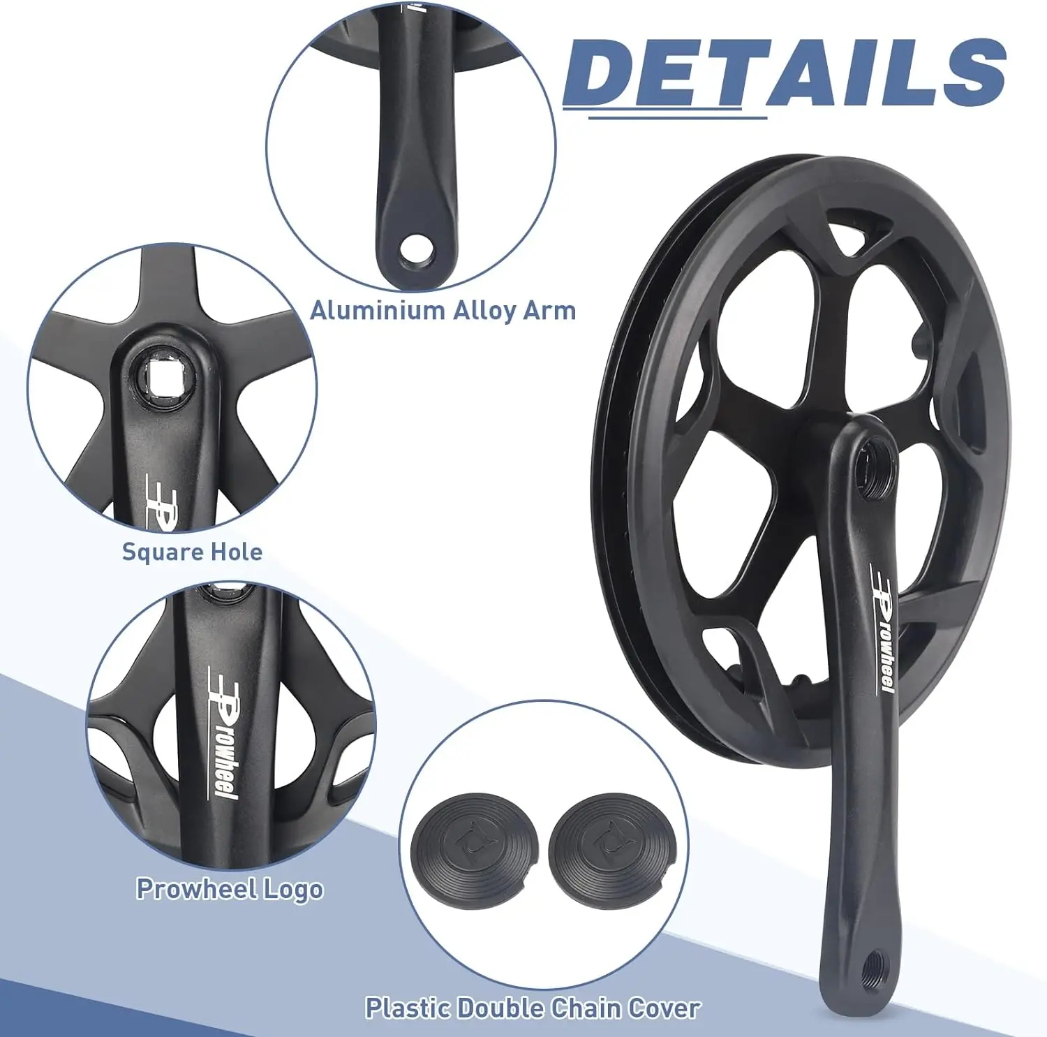 Фото Кривошипная система ZUKKA Prowheel для велосипеда, универсальный квадратный кривошипный комплект 48T/52T - 170 мм, двойная крышка цепи, 170 мм кривошипная рукоятка из алюминиевого сплава №5
