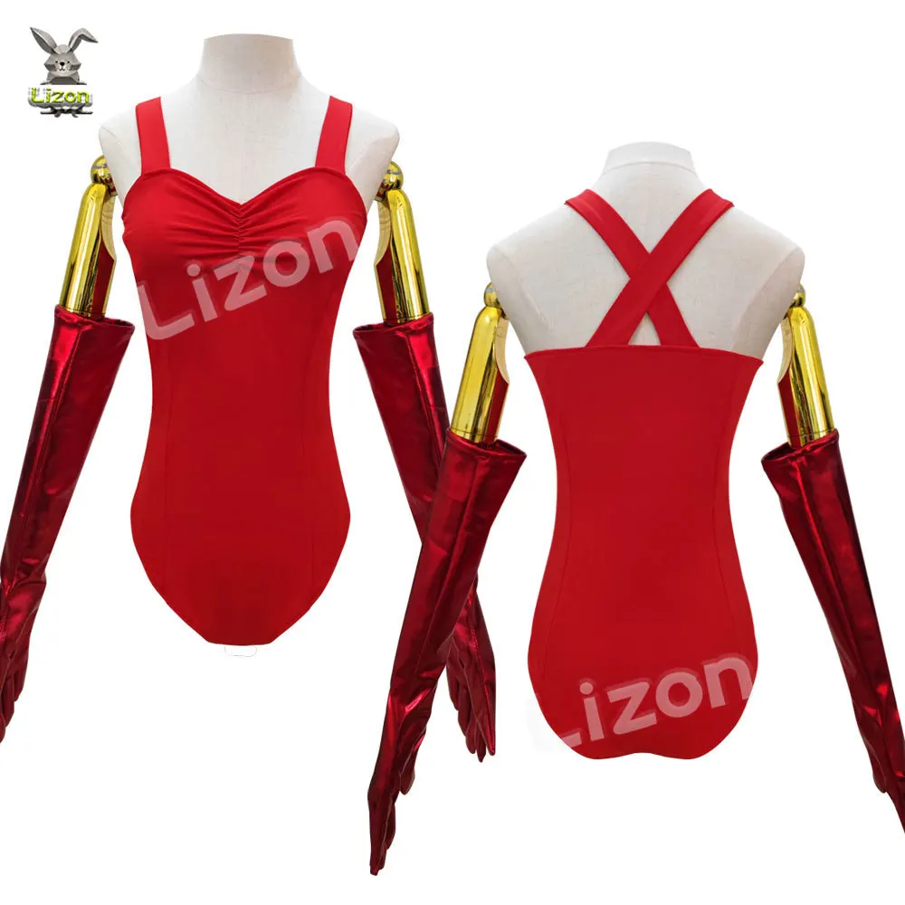 Алая ведьма косплей с красным комбинезоном ботинки перчатки и головной убор Wanda