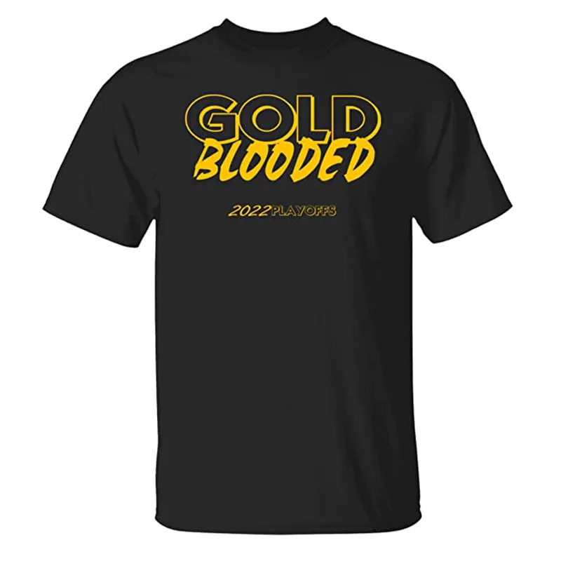 

Gold Blooded Playoffs Shirts Warriors T Shirt Gift for Men Clothing Letters Printed Graphic Tee Tops Short Sleeve Sports Outfits
