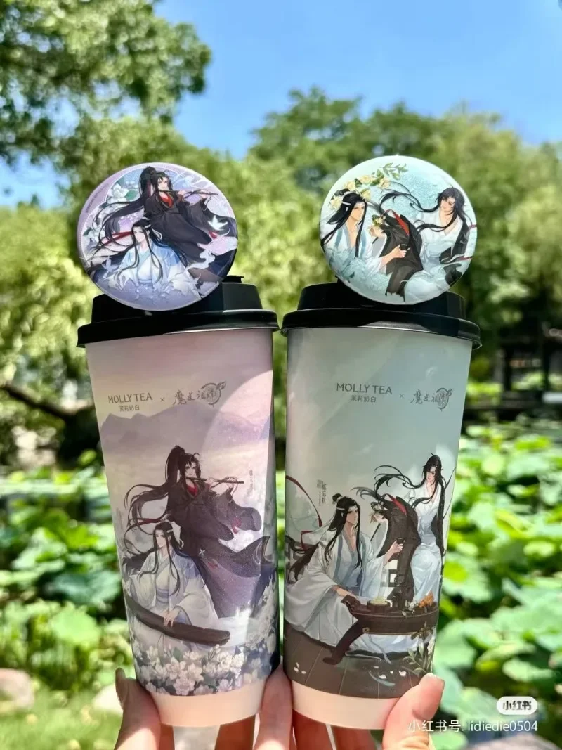 Фото Официальный MOLLYTEA X Grandmaster of Demonic Cultivation Wei Wuxian Lan Wangji, значок для косплея, бумажные стаканчики, карты маджонга с струящимся песком №3
