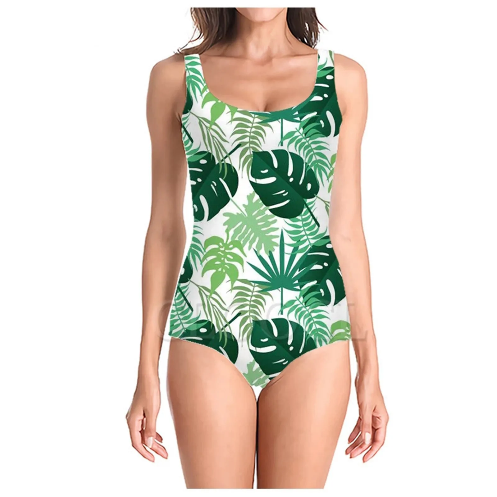 

Модный слитный купальник 2023, женский слитный купальник бикини с принтом листьев, женская пляжная одежда, купальник, женская одежда
