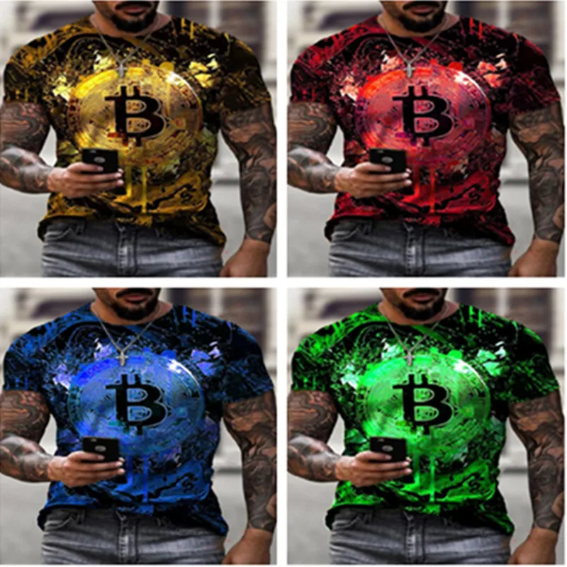 

Coin pattern men's 3D T-shirt graphic optical illusion short sleeve party top street punk goth crew neck summer