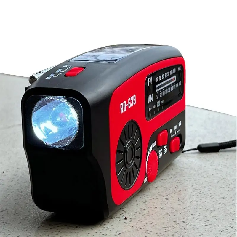 

Solar Radio Hand Crank Survival Gear Hand Crank Solar Weather Radio With With SOS Alarm 1200mAh Built-in Battery And Power Bank