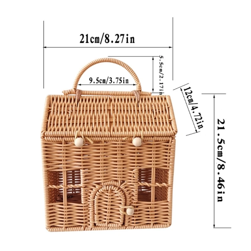 Уникальная сумка из ротанга в форме домика чемодан ручной работы с ручкой