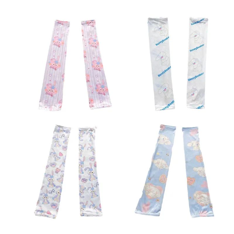 

Sanrios Anime Kawaii Cinnamoroll Girl Arm Sleeves Ice Silk Sun Uv Protection Sport Arm Elastic Cute Cartoon Arm Cuff Summer Gift