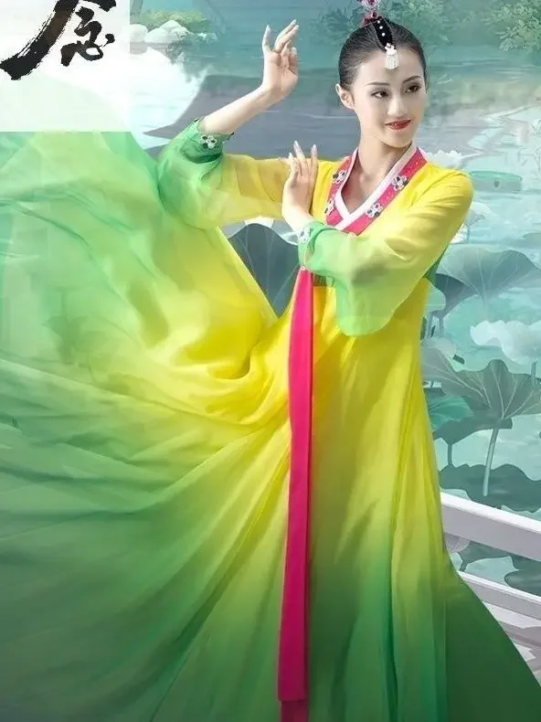 

Женская одежда Корейский ханбок Dress, женский корейский народный костюм 한복