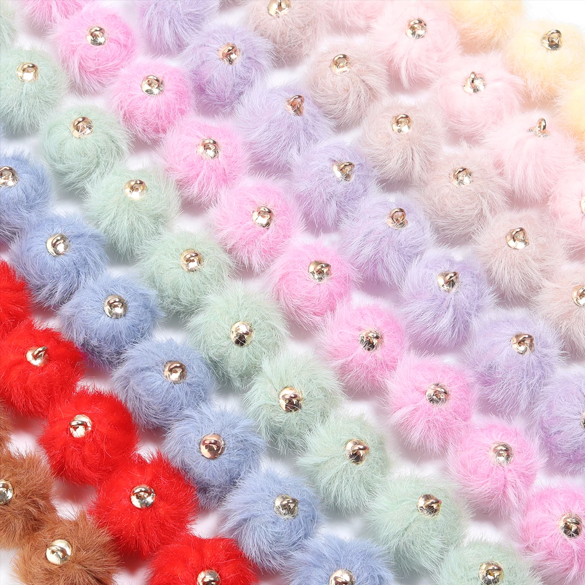 20 шт./лот шариковые бусины с покрытием из искусственного меха норки разноцветные