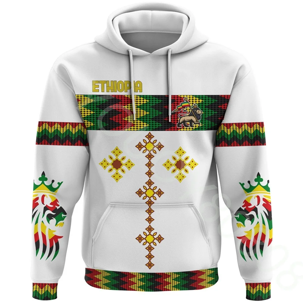 's New Clothing Sweater 3d Printing Casual Sports Ethiopian Rasta Circular Pattern White Pullover Top