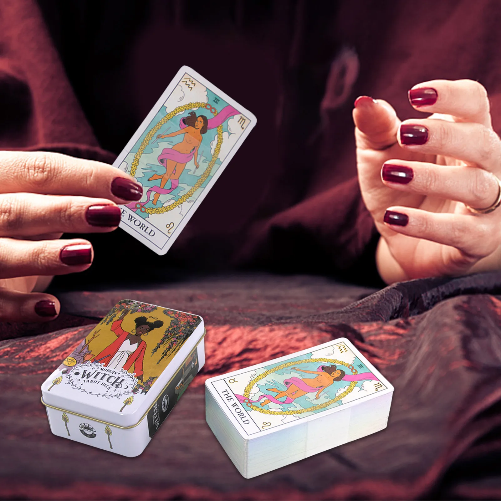 

Волшебные игры, 78 шт., карточная игра Tarot с жестяной коробкой, семейные друзья, мистическое гадания, Fate Fortune Telling