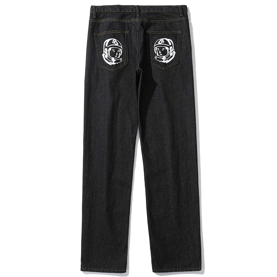 Hip Hop Baggy Jeans Y2K Dog Print Fashion Straight Loose Denim Pants Men Harajuku Streetwear Skateboard Jeans Trousers Black