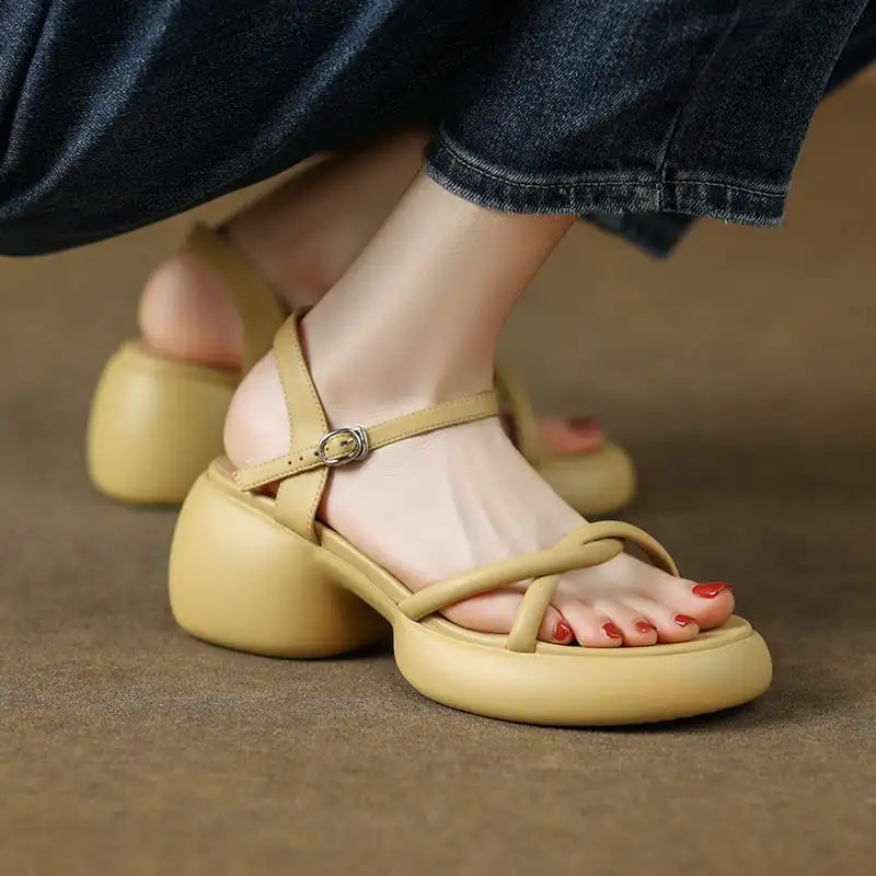 

Sandalias De Mujer New Summer Waterproof Platform Sandals Women High-heels Elegant Woman Shoes Simple Ersatile Sandals Slippers