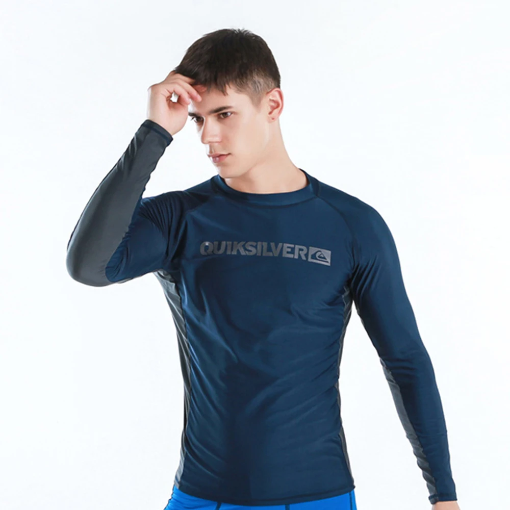 Fashion Men's Anti-Ultraviolet Long-Sleeve Rash Guard Surfing Suit Stretch Close-Fitting Quick-Drying Swim Surfing T-Shirt M-6XL