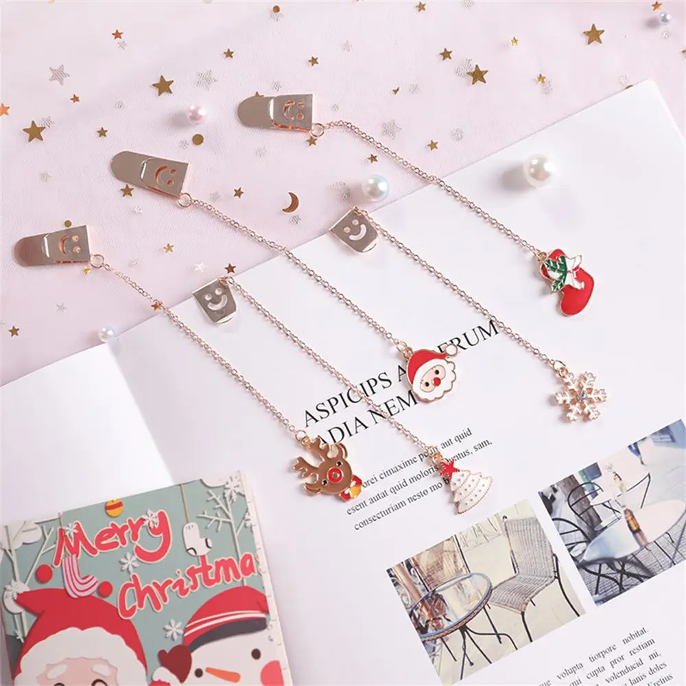 

Snowman Santa Claus Stationery Gift Page Label Reading Assistant Pendant Bookmarks Christmas Bookmark Reading Book Mark