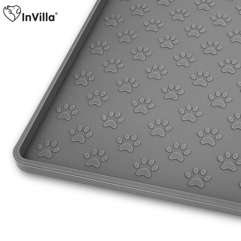 

InVilla Silicone Pet Placemat Dog Food Mat Cats Bowl Pad Pet Feeding Mats Prevent Food and Water Overflow Waterproof Easy Clean