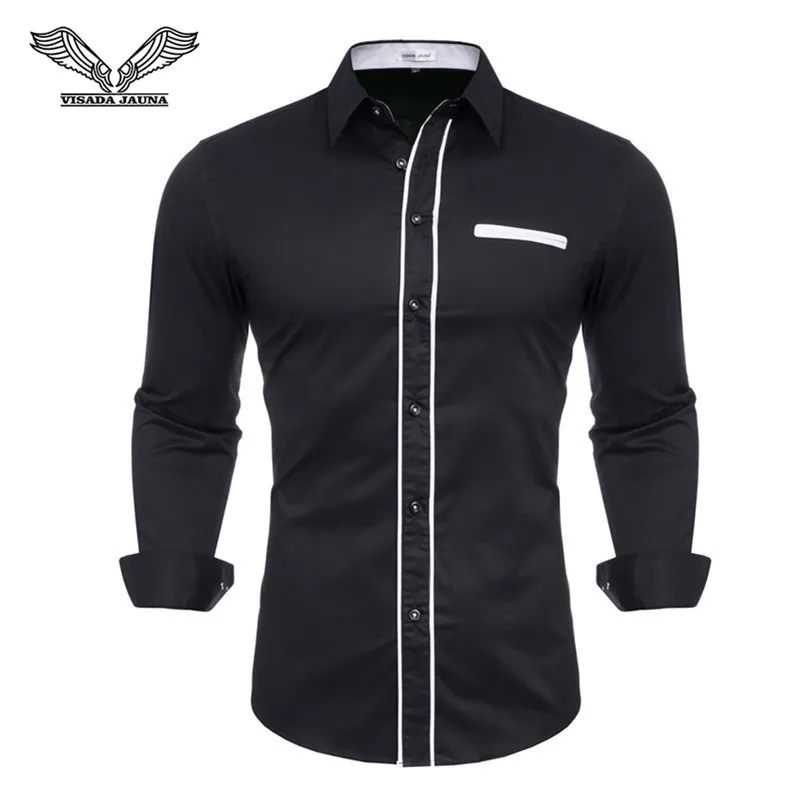 

100% Cotton Men Shirt Brand 2018 Male High Quality Long Sleeve Shirts Casual Hit Color Slim Fit Black Man Dress Shirts 4XL N5150