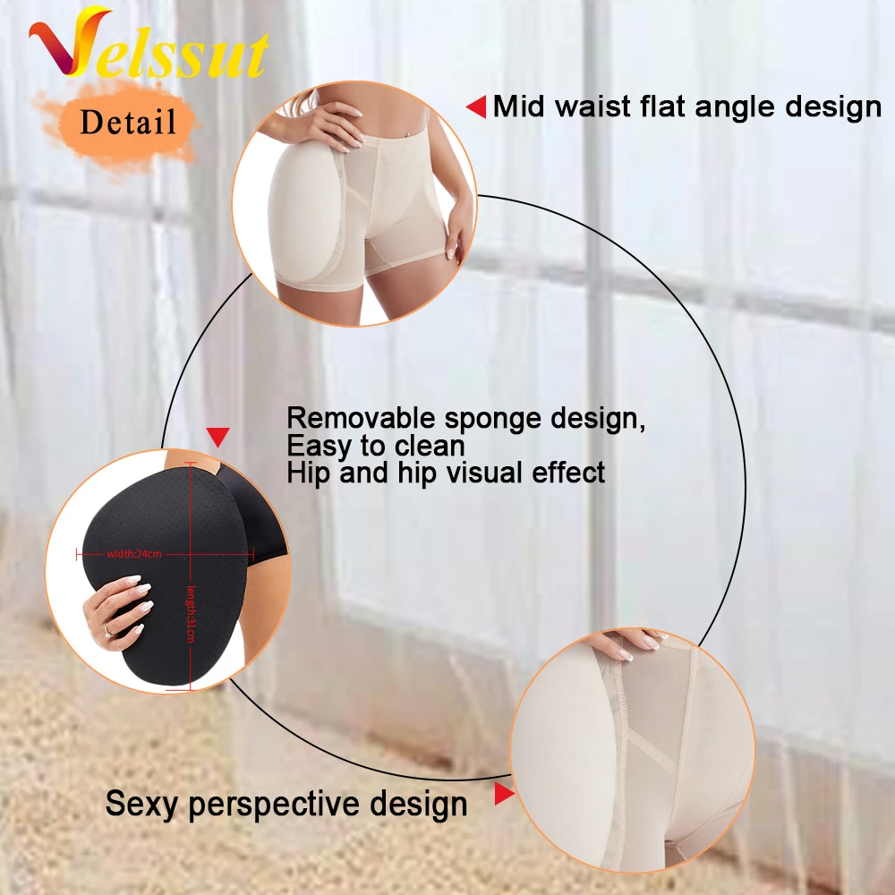 Velssut Women Butt Lifter Hip Enhancer Control Panties Body Shaper Fake Pad Foam Padded Underwear Plus Size Body Shapewear