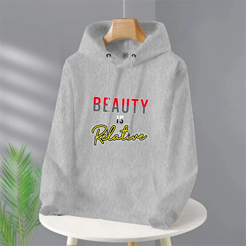 

Letter Beauty is Realtime Hoody For Women Pocket Street Sweatshirt Hip Hop Style Fleece Hoodie All-Match Comfortable Clothe