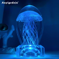 newest creative gifts jellyfish model 3d led multicolor lighting lamp crystal table lamp for holiday room decoration night light