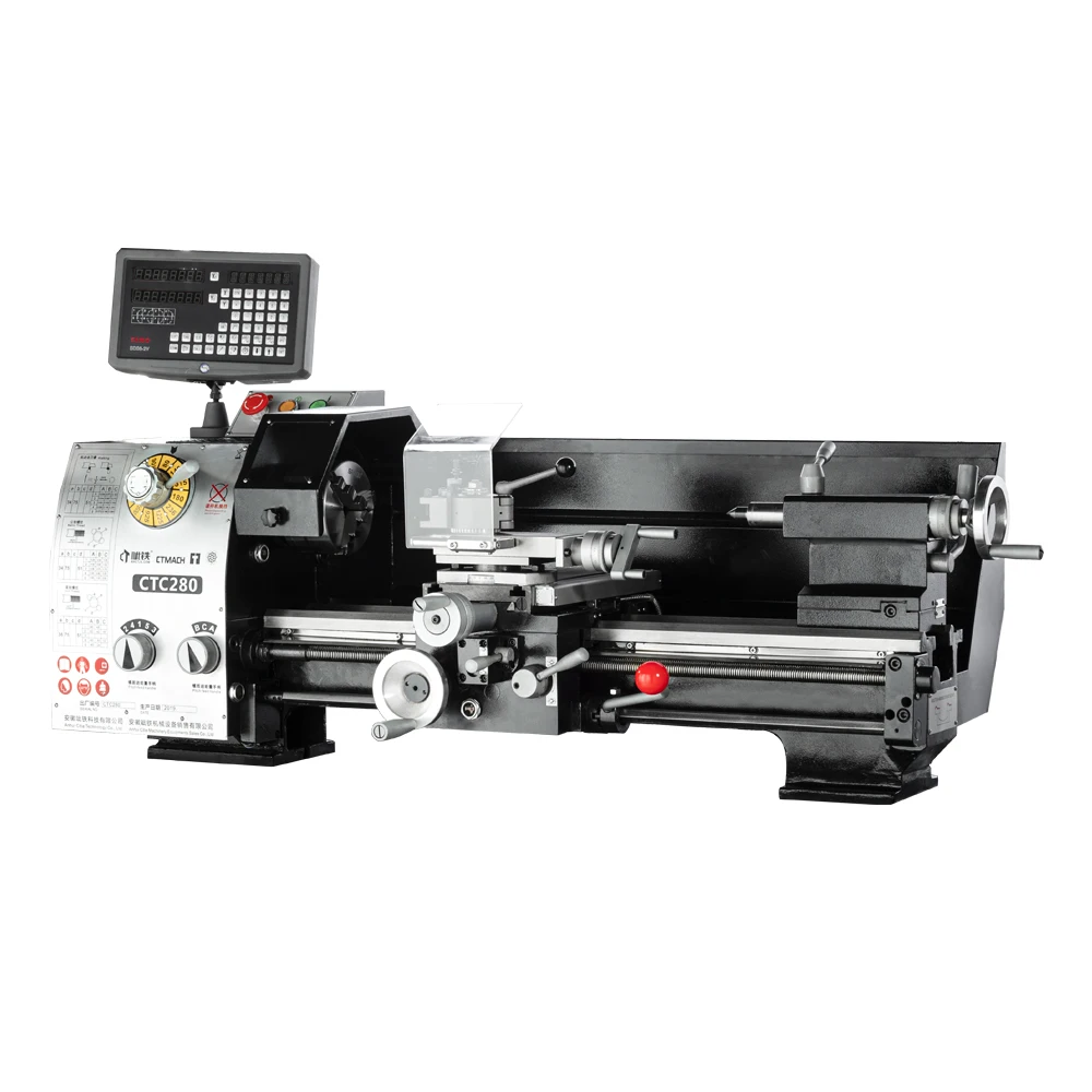 

Manual bench metal lathe machine price CTC280 with DRO and tool changer from China