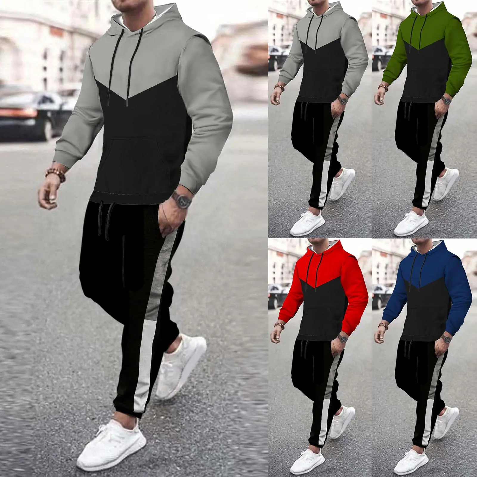 2023 NEW Autumn Patchwork Mens New Tracksuit Hoodies and Trousers High Quality Male Dialy Casual Sports Jogging Set