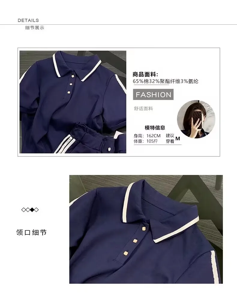 Hazzys2023 Summer Women's Embroidered Logo Running Suit Loose Casual Short-sleeved Shorts Two-piece Set