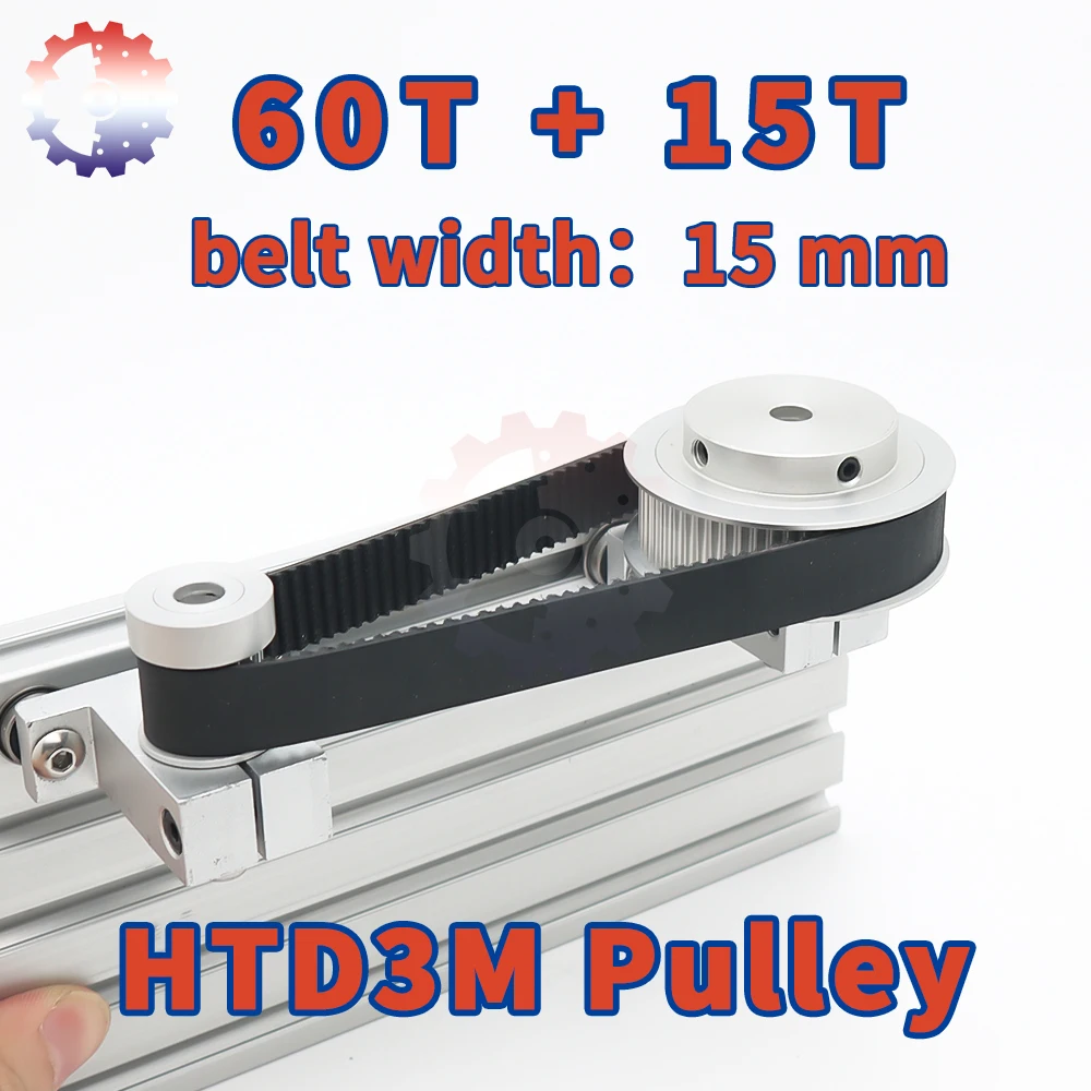 

60T 15T HTD3M Набор шкивов Ширина ремня 15 мм 3M Шкив ГРМ 60 зубьев 15 зубьев Комплект шкивов 3M Редукция 4:1 Синхронные колеса HTD 3M