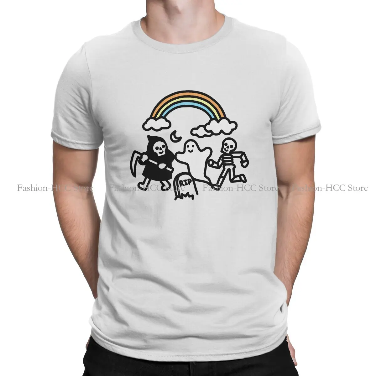 

Spooky Pals Hipster TShirts Ghost Men GraphicTops T Shirt Round Neck