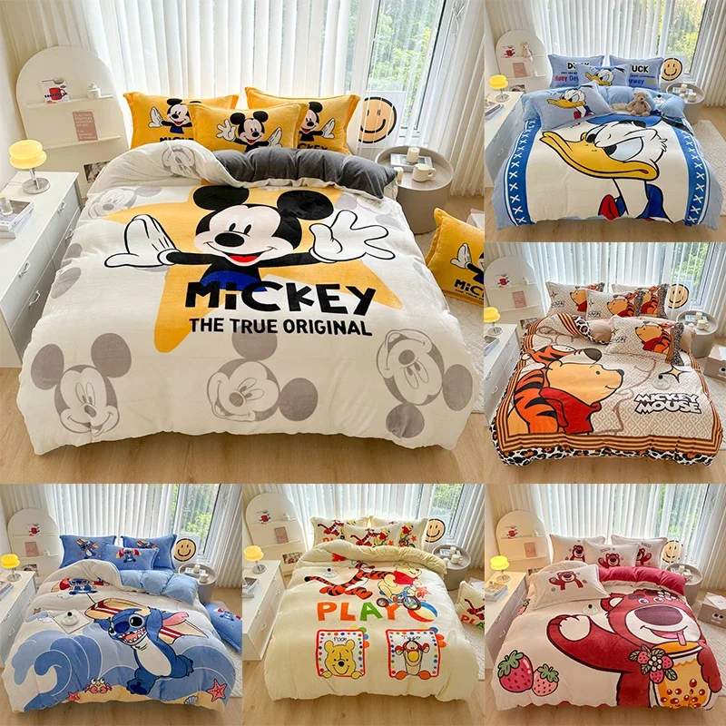 Комплект постельного белья из 4 предметов фланелевый зимний комплект с рисунком