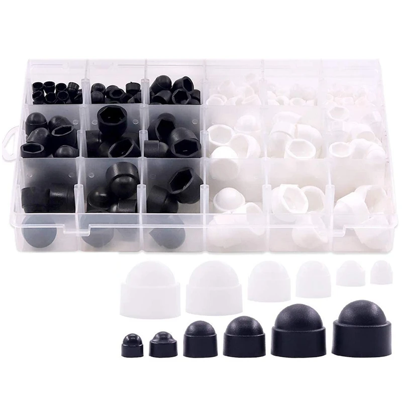 

300Pcs Bolt Covers Screw Caps Assortment Kit Dome Bolt Nut Hex Hexagon Protection Caps Cover Nylon Insert Locknut
