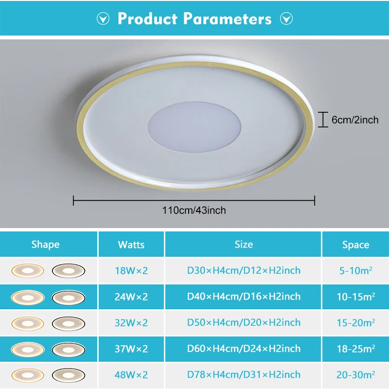 Дешево Большие светодиодные потолочные лампы, светильники с регулируемой яркостью и дистанционным управлением для гостиной, спальни, фойе, домашн...