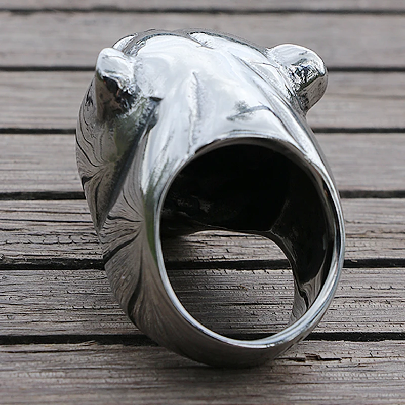 Властная полировка голова Пантеры мужское кольцо из нержавеющей стали тяжелый