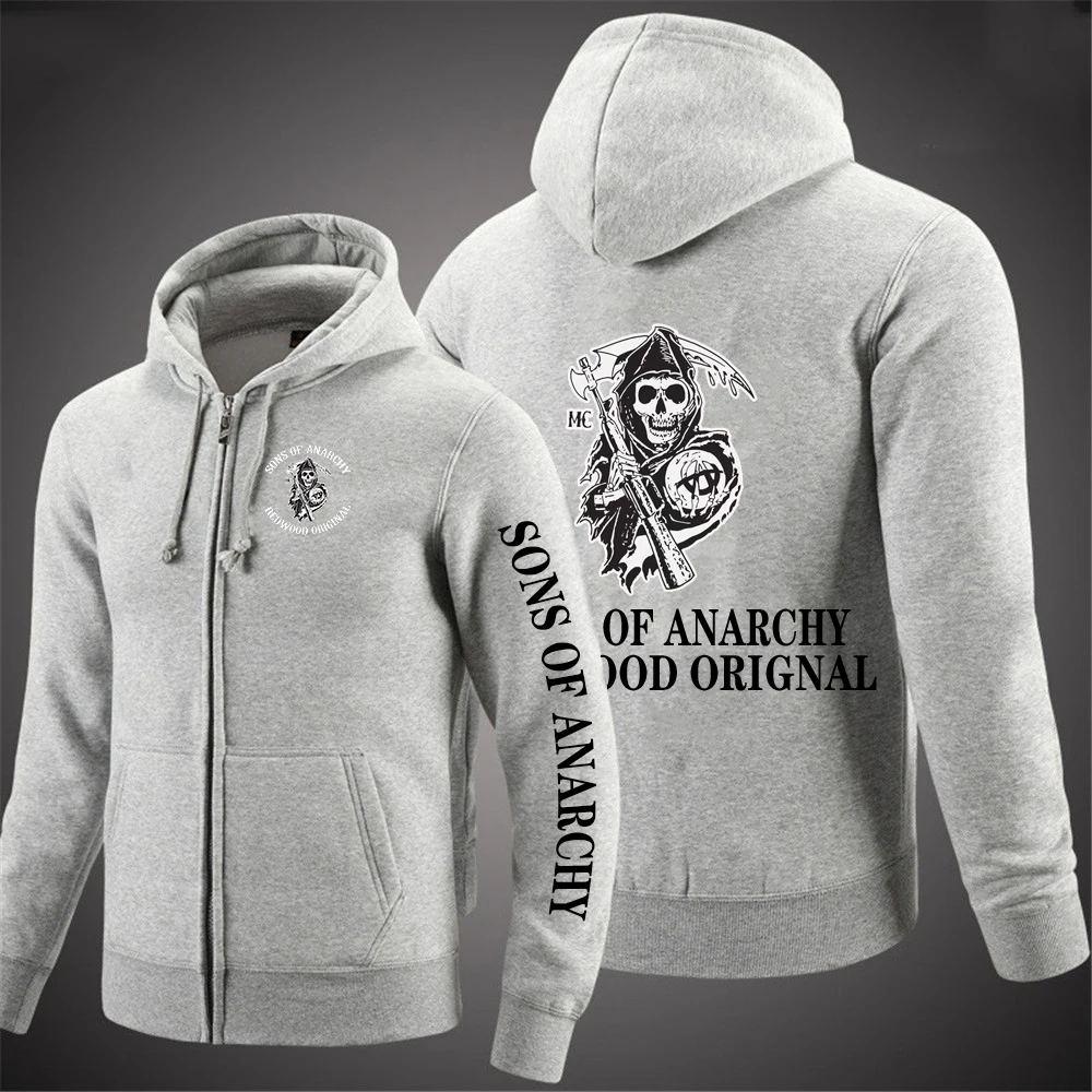 

Male Cotton Solid Color SOA Tops Sons of Anarchy Zipper Jackets SAMCRO Unisex Hip Hop Sweatshirts Sport Autumn Hoodies tops