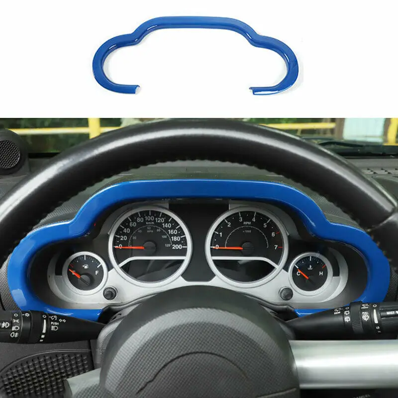 

For Jeep Wrangler Jk 2007 2008-2010 ABS Blue Instrument Panel Frame Cover Trim