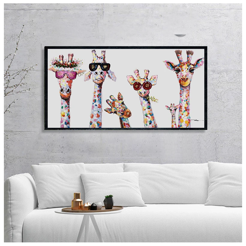 

Настенное художественное оформление, Картина на холсте, милые Мультяшные жирафы, картины для детской комнаты, скандинавский домашний декор
