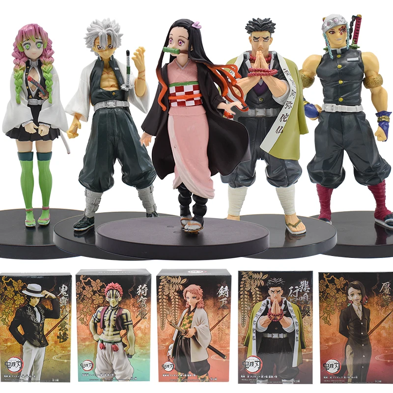 

Demon Slayer Nezuko Kamado Tanjirou Uzui Tengen Iguro Obanai Kanroji Mitsuri Action Figure Toy Kimetsu no Yaiba Model Doll Gifts