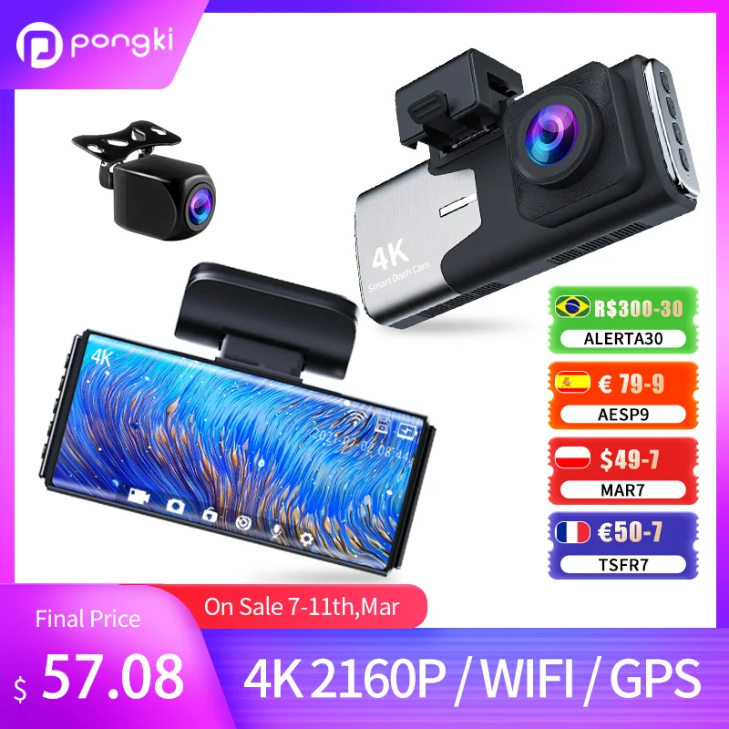 Видеорегистратор Pongki A800 4K 2160P GPS Wi-Fi ночное видение | Автомобили и мотоциклы
