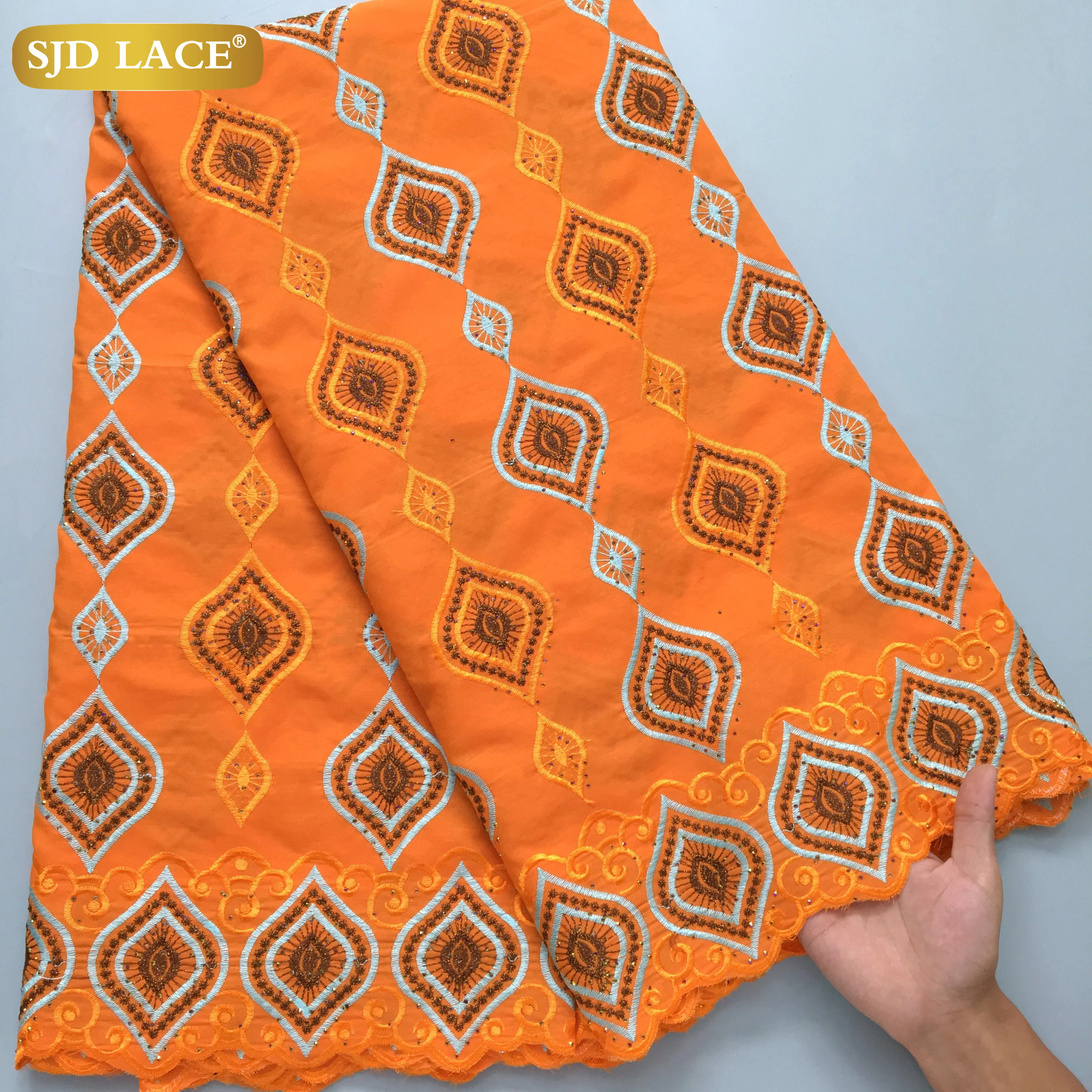Африканское Хлопковое Кружево Sjd 2024 Высокое Качество Нигерийский Стиль Для