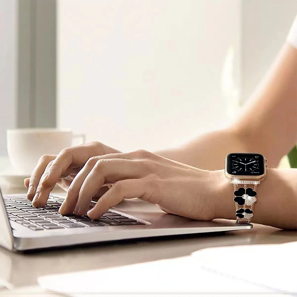 Luxury Diamond Bracelet for Apple Watch Band 49 45 41mm 44 40mm 42 38mm Metal Stainless Steel Wristband for iWatch Ultra 87654SE