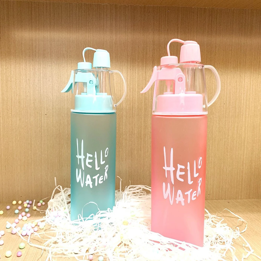 

580ML Solid Plastic Spray Summer Sport Water Bottle Climbing Outdoor Bike Shaker Mugs Leak-proof Anti-drop Frosted Space Cup