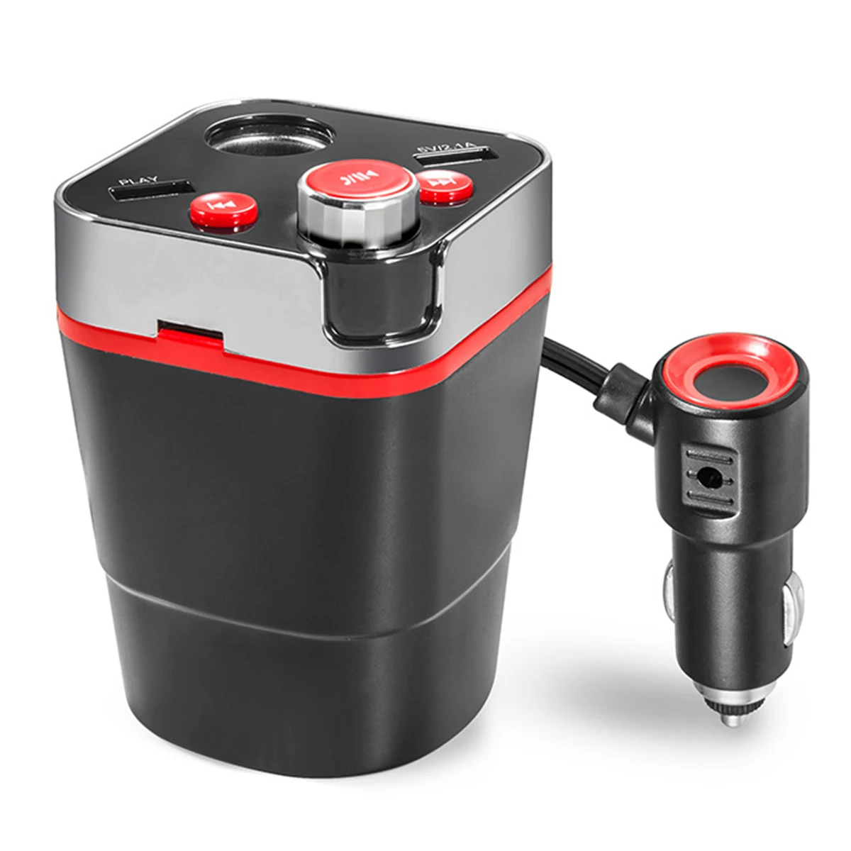 

Cup Shape Dual USB Port + 1 Cigar Lighter Socket Car Charger Bluetooth 3.0 FM Transmitter MP3 Music Player w/ Mic